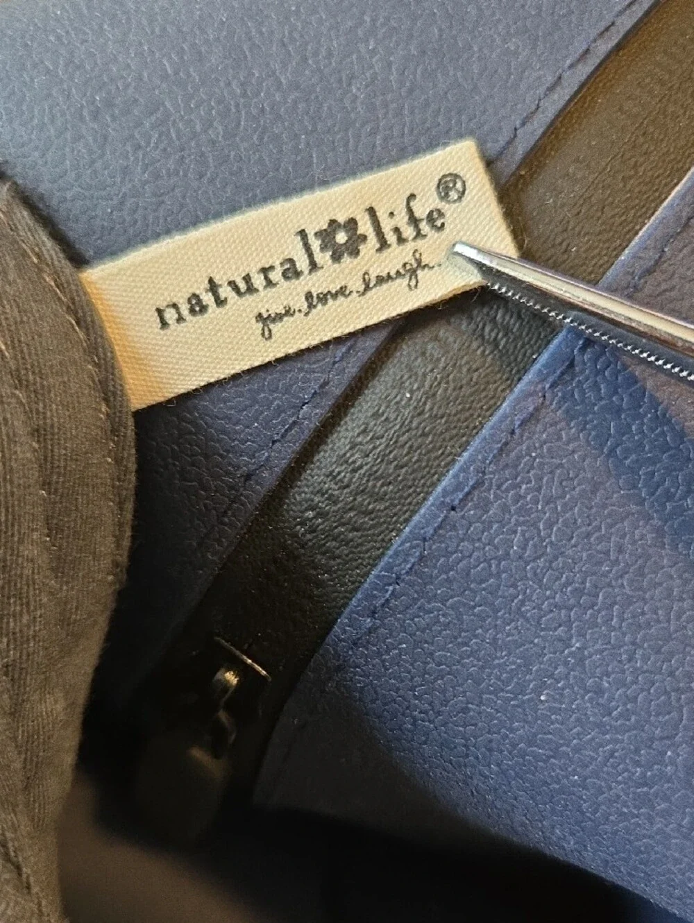 NATURAL LIFE Navy and Black Crossbody Bag with Woven Logo Tag